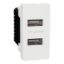 Picture of USB Type A, Miluz E, 2 Port, 2.1A, 1 Module, White
