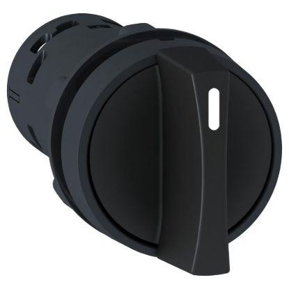 Picture of Monolithic selector switch, Harmony XB7, plastic, black, 22mm, stay put, 2 positions, stay put, 1NO