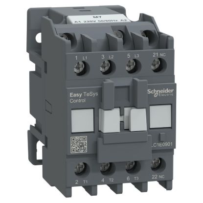 Picture of Contactor,Easy TeSys Control,LC1E,3P(3NO),AC-3,<=440V,9A,220V AC coil,50/60Hz,1NC auxiliary contact