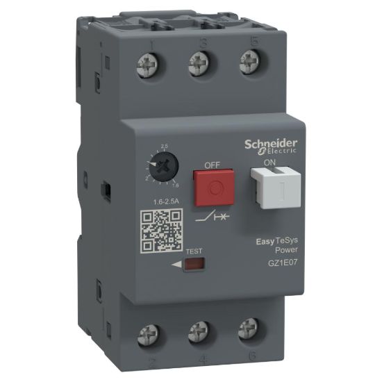 Picture of Motor circuit breaker,Easy TeSys Power,GZ1E,AC-3,3P,1.6..2.5A,thermal magnetic trip