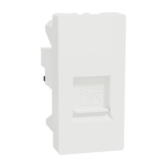 Picture of Telephone Outlet, Miluz E, 6 Pin, 4 Wire, mechanism with shutter, white