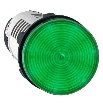 Picture of Monolithic pilot light, Harmony XB7, plastic, green, 22mm, integral LED, 24V AC DC